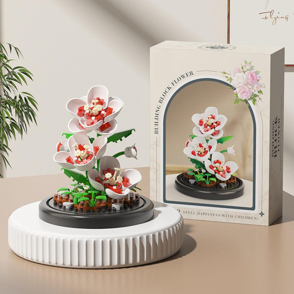 DOUBUILT Eternal Bouquet Display Box Micro Building Block MOC Flower Model DIY Home Desk Plant Decoration Brick Toy for Children