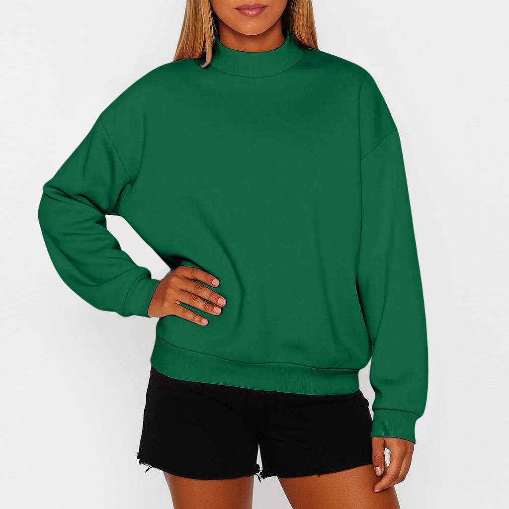 Felpa Classica Girocollo da Donna, Manica Lunga, Colore Unito, Casual, Vestibilità Larga, Top per il Comfort Quotidiano