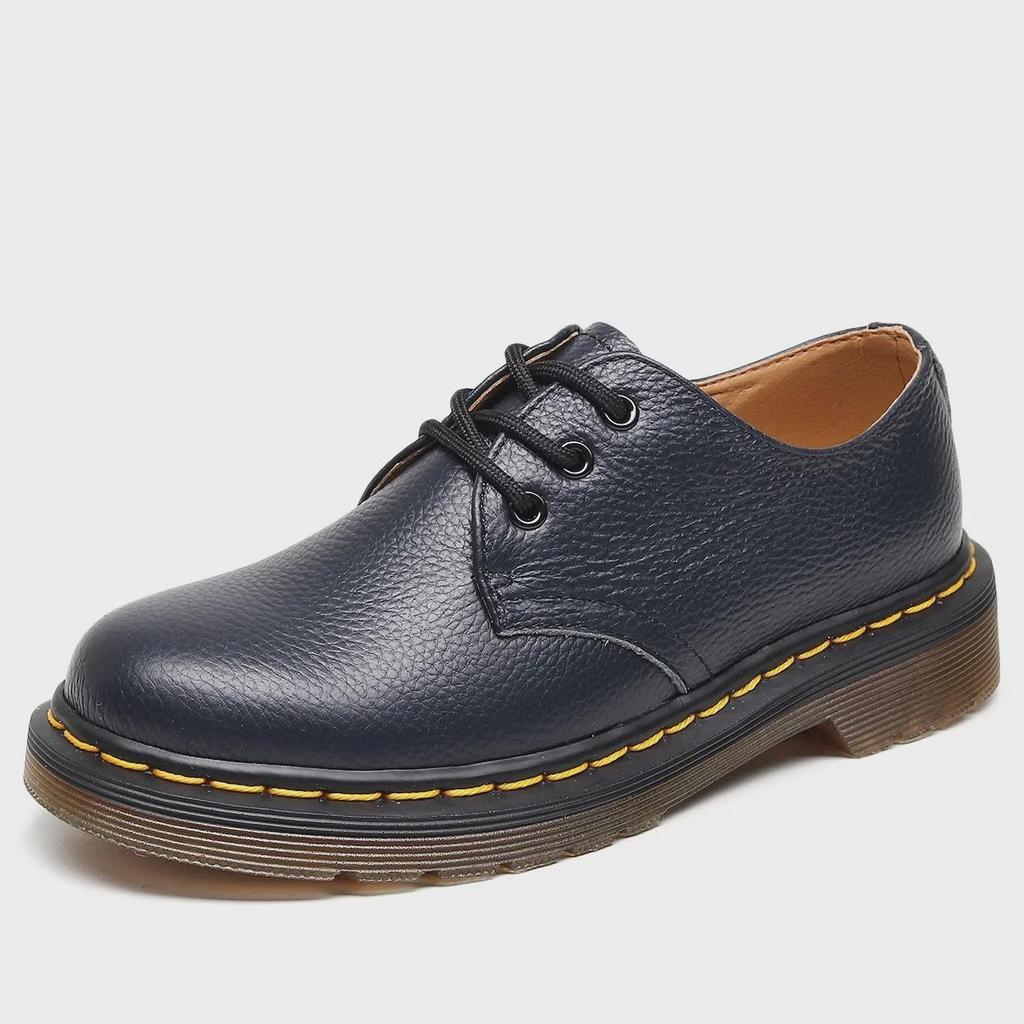 1461 Lychee Pattern Women's Low-Top Leather Shoes, Genuine Leather, British Style Round-Toe Boots, Unisex Casual.