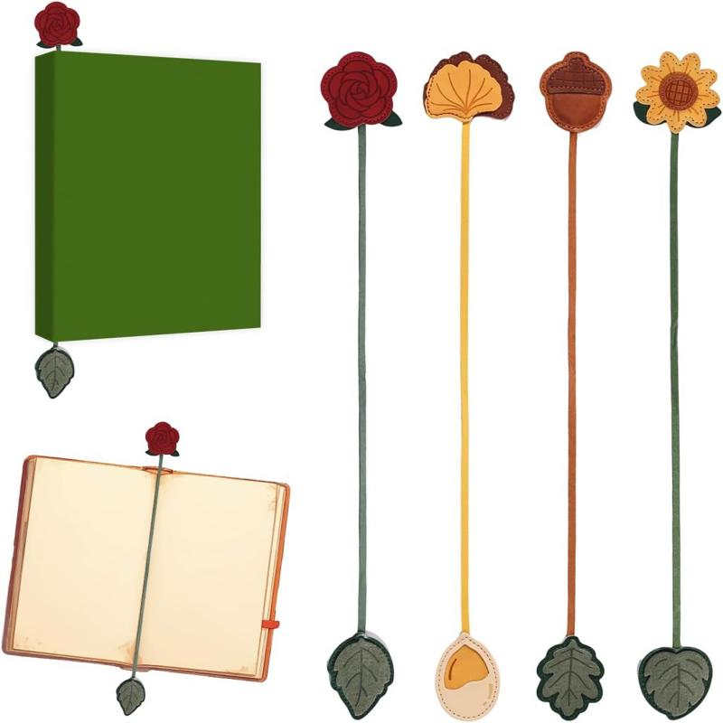 Floral Pattern Faux Leather Bookmark with Soft Rope Tassel Multi-Functional Bag Charm for School Students Stationery Supplies