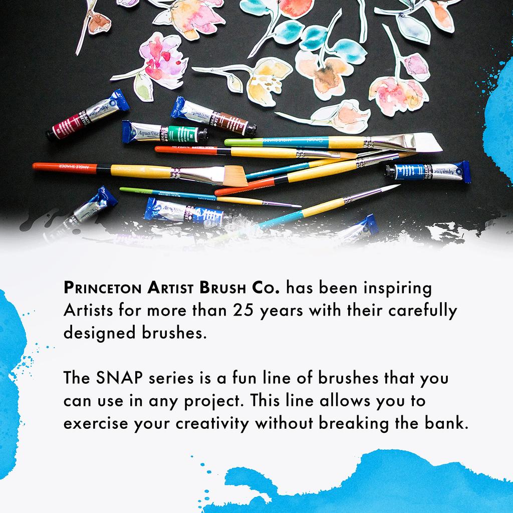 Princeton Snap Paint Brush 9850 Angle Shader Watercolor/Acrylic SET-3 (Round 0/2/6, 3/4)