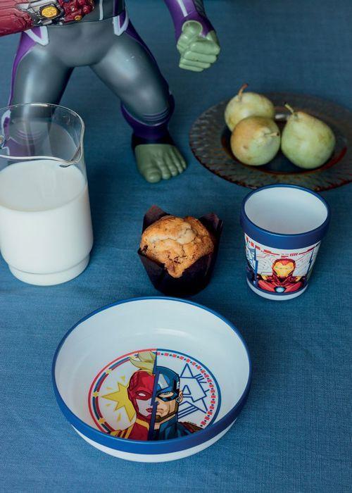 Tataway Modrá a bílá plastová miska Marvel pro děti Avengers Kapitán Amerika Kapitán Marvel s protiskluzovou základnou