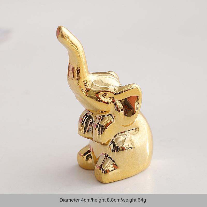 Ceramic Creative Elephant Rabbit Home Bedroom Makeup Desk Ring Necklace Jewelry Rack Ornament Animal Showcase Small Ornament