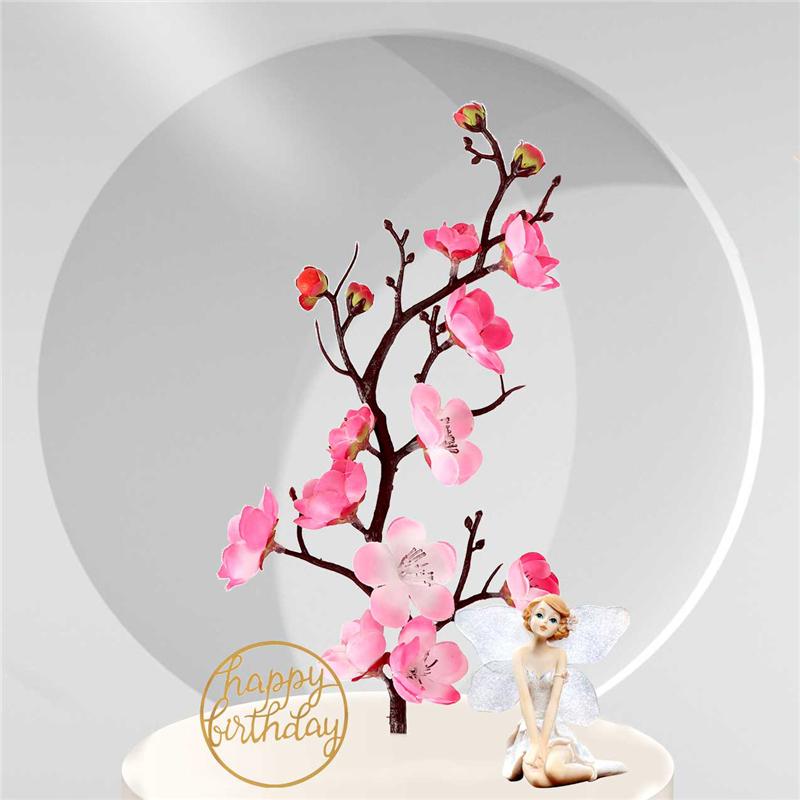 4pcs/set Red Artificial Flower Silk Plum Blossom Branch Faxu Flower Bouquets for Table Wedding Bouquet Home Decor