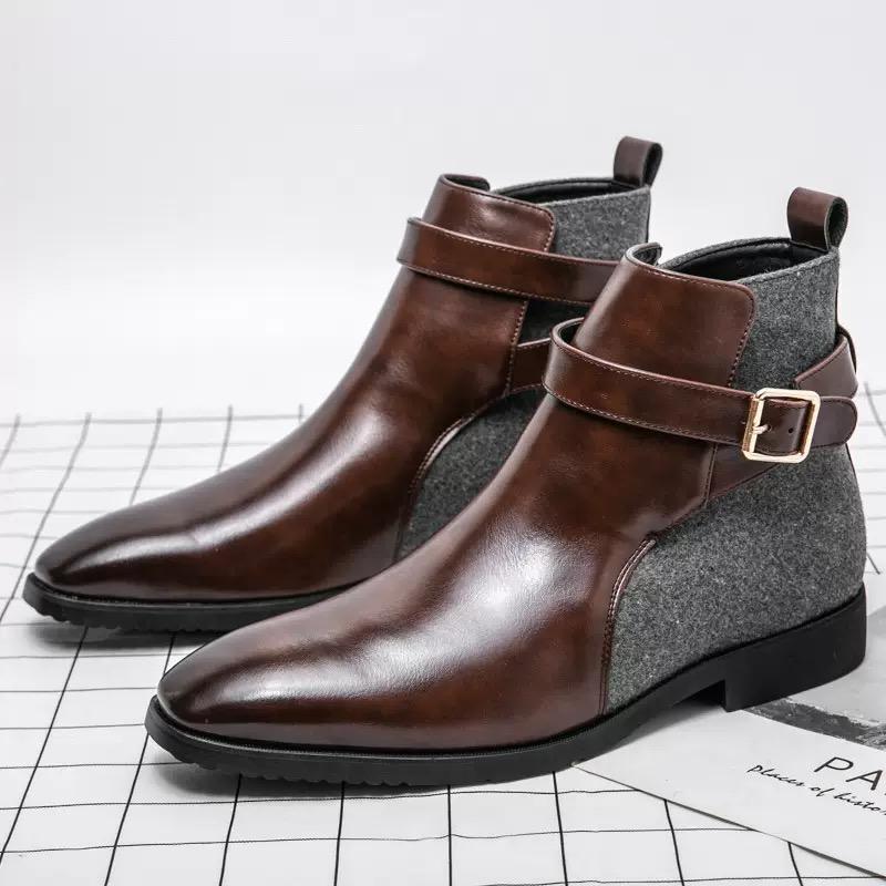 Size 38-48 Retro Classic Chelsea Boots for Men Casual Business Pointed Leather Shoes Luxury Designer Shoes Men Leather Original