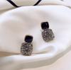Square Drop Earrings for Women Enamel Oil Crystal Dangle Earrings Elegant White Black Purple Geometric Party Jewelry
