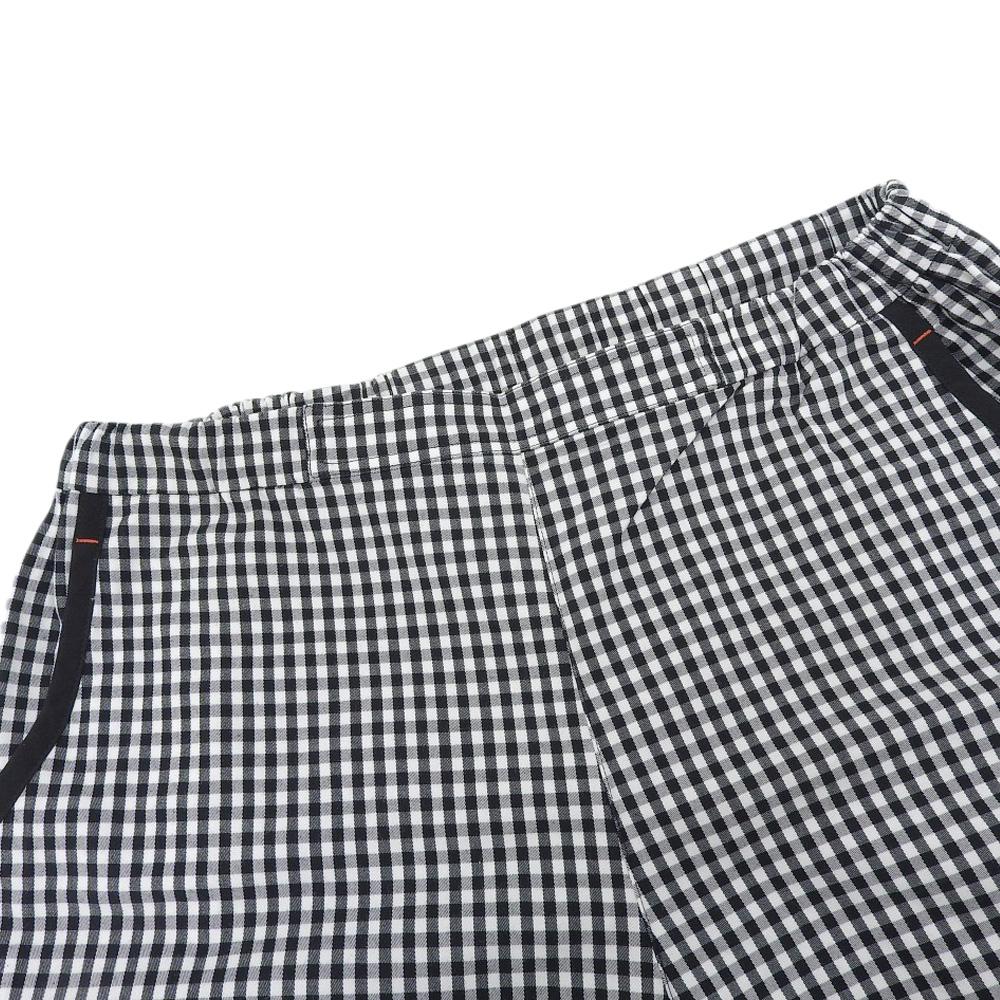 OLLEBOREBLA In Good Condition Gingham Check Pig, Whale and Pig Embroidery Easy Pants Bottoms for Women Black X White L Bottoms L Black WhiteUsed