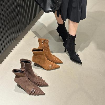 Pointed Short Boots Women's 2025 Autumn and Winter New Women's Boots Martin Boots High Heels Short Boots Martin Boots Thin Boots