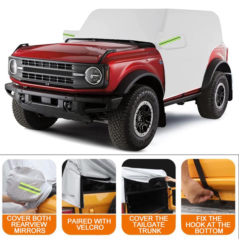 

Верхний чехол для автомобиля Ford Bronco 2 двери/4 двери 2021-2023 года, водонепроницаемый защитный чехол для половины крыши от снега, дождя, пыли