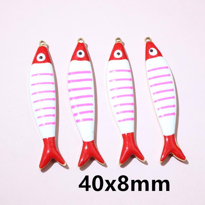 10pcs Stainless Steel Enamel Stripe Fish Charms Pendant 40x8/40x14mm DIY Jewelry Making Accessories for Necklace Earrings