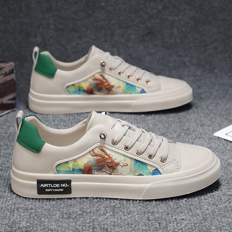 

Мужская обувь Лето Год Дракона Повседневная спортивная универсальная обувь на плоской подошве Мужская обувь на педалях белого цвета 44 бежевый