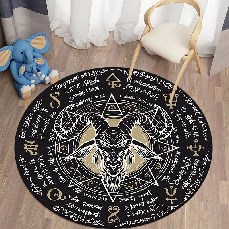 

Домашний декор, круглый ковер с принтом сатаны, ковер для гостиной, ковер для спальни, противоскользящий коврик для кухни, ванной комнаты, Tapete Redondo 140