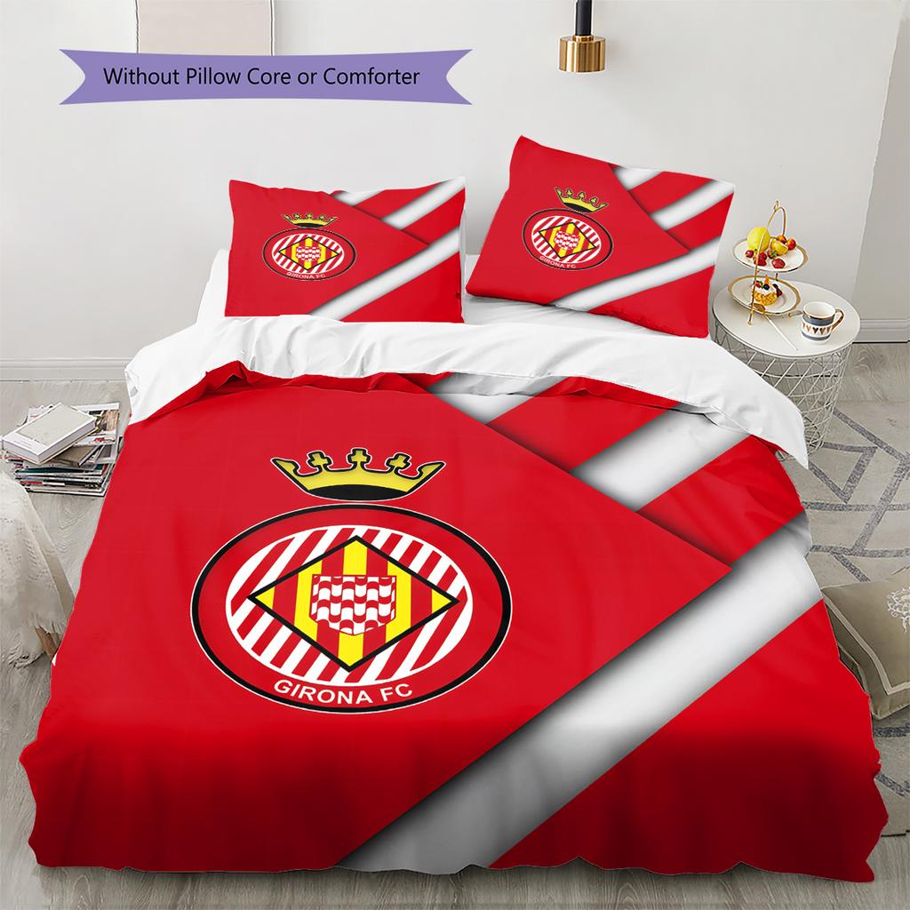 Girona FC Football Club  Pattern Bedding Quilt Set  Home Decoration  Gift (1 * duvet cover + 2 * pillowcase  without core)