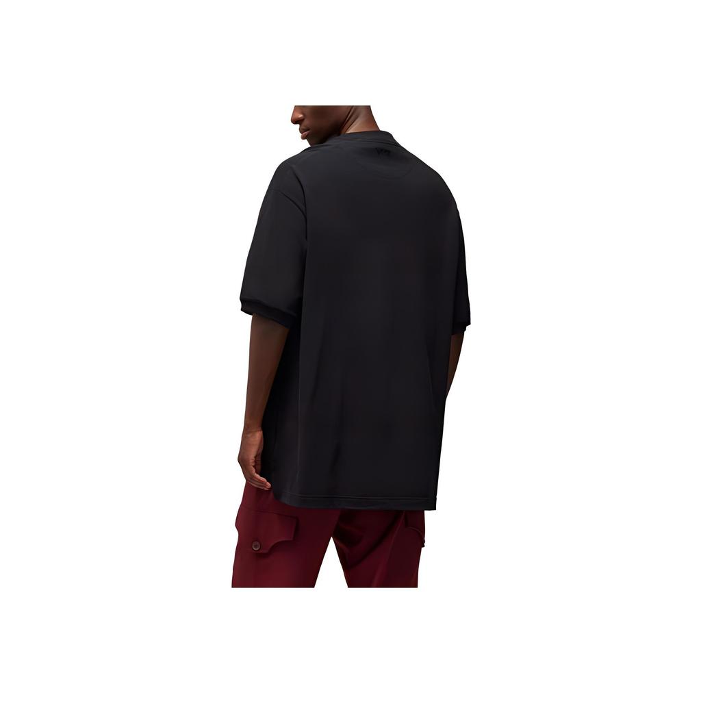 Y-3 Spliced Round Neck Drop Shoulder Short Sleeve T-Shirt Unisex T-Shirts Black IZ3128