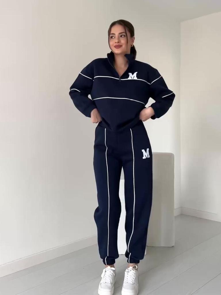 2024 Autumn Color Block Sporty Fashion Loose Set