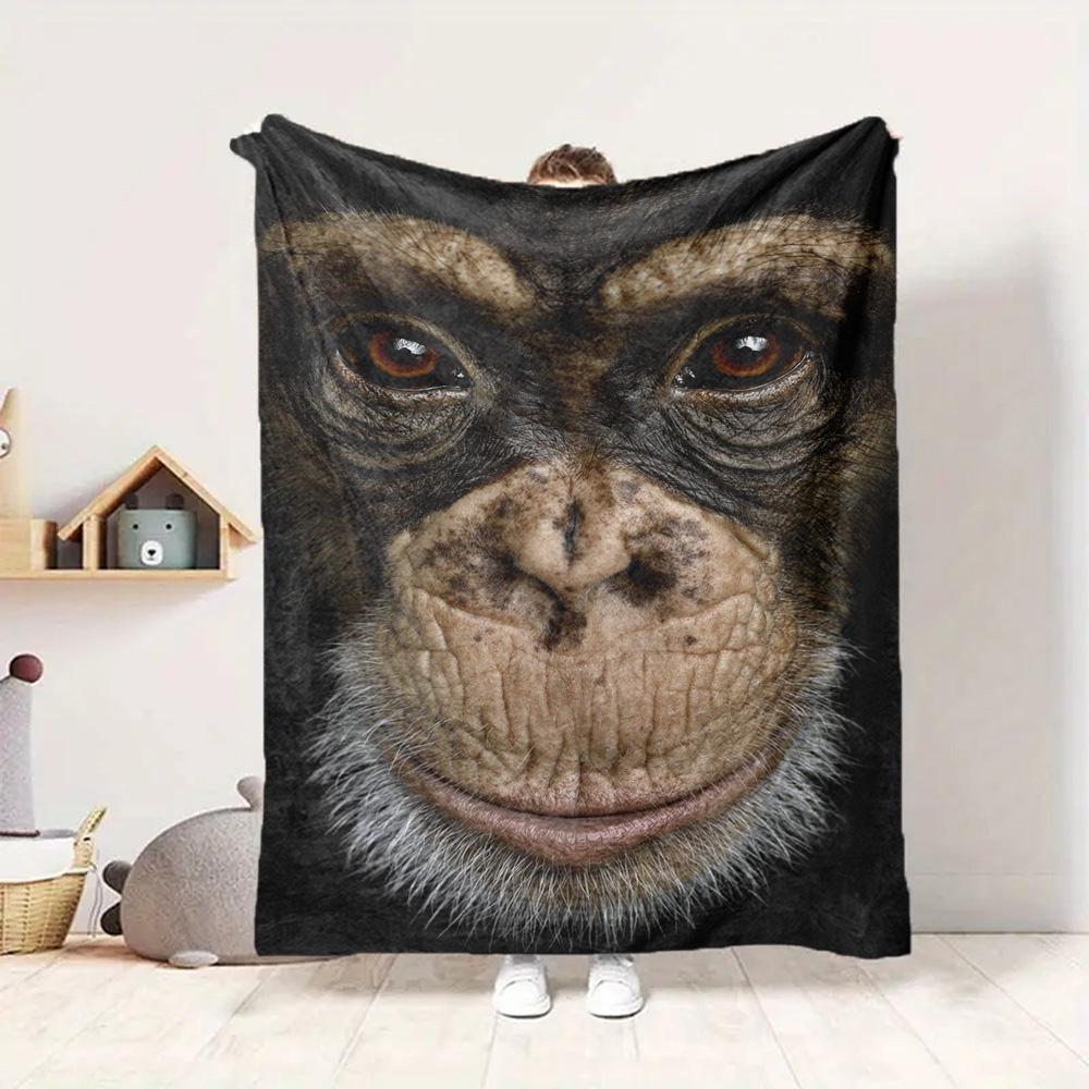 Chimpanzee Portrait Flannel Blanket Throw Blanket Soft Warm Sofa Bed Camping Car home Decor Unique Christmas Gift C9301837