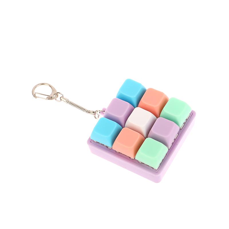 9 Taster Firkantede Tastaturtaster Nøkkelring Fidget Leke Fest Stresslindring DIY Tastaturtaster Leke Tastaturhetter Fingerknapp Fidget