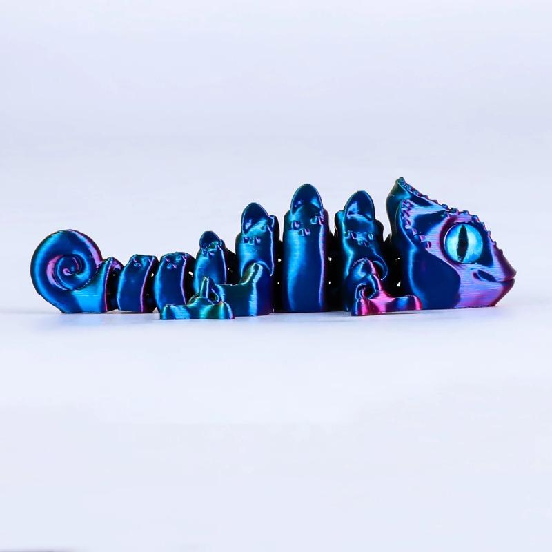3D-gedrucktes Chamäleon-Echsen-Spielzeug - Gelenkige flexible Gelenke, Stressabbau Fidget-Spielzeug, Coole Schreibtischdekoration für Zuhause & Büro