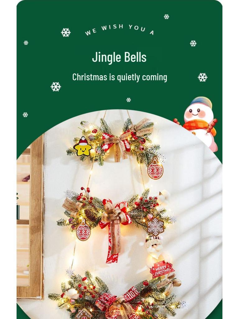 Rattan Christmas Wreath Hanging Ornament for Door & Wall Decoration