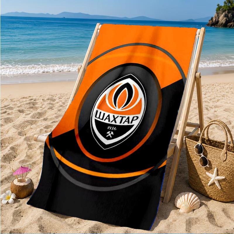 Asciugamano da Spiaggia con Design dello Stemma dello Shakhtar Donetsk, Asciugatura Rapida, Facile da Curare, Adatto Sia per il Fitness che per le Vacanze al Mare, Essenziale per lo Sport
