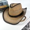 Summer new western denim straw hat European and American retro ethnic style top hat men's and women's sun protection hat sun hat