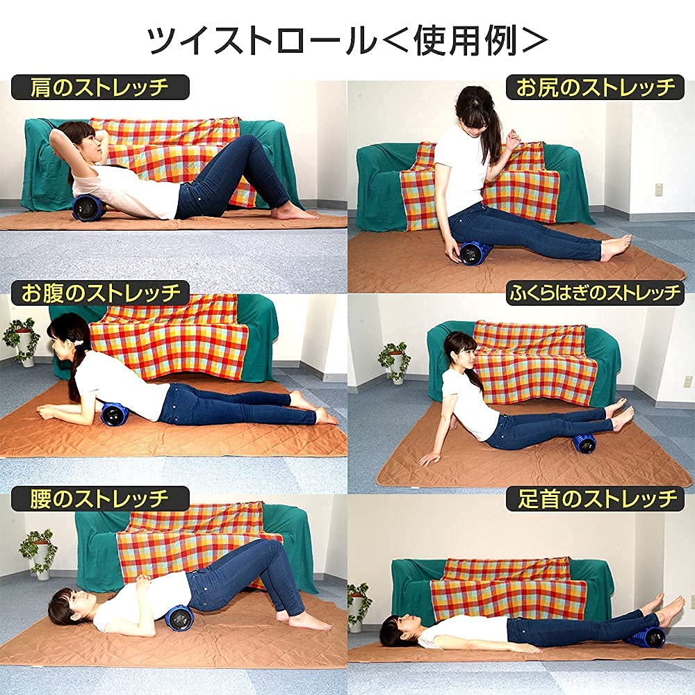 LIFE FIT Twist Roll Fit009 (Blue) Electric Foam Roller for Myofascial Release, Stretching, and Myofascial Care