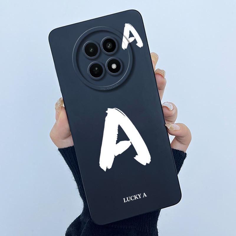

For Realme 13 5G Case Lucky Initial Letter Liquid Silicone Soft Matte Camera Lens Protective Cover For Realme13 5G Bumper Casing Realme 13 5G