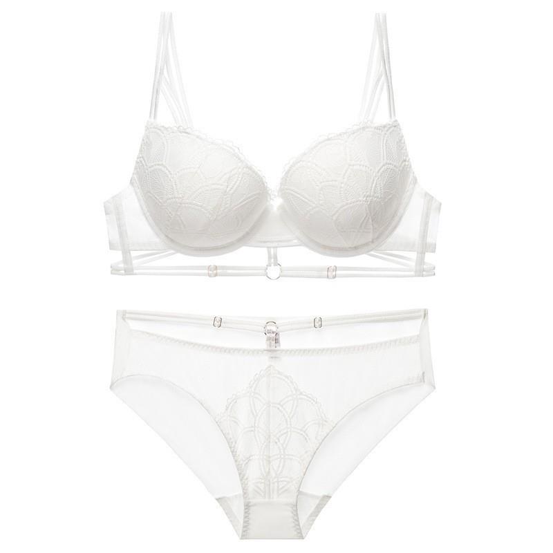 

French underwear summer fashion strap design gather sexy underwear soft steel ring large size lace bra cover 70A білий