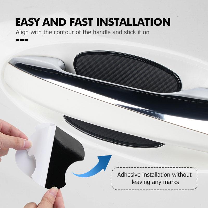 4PCS Carbon Fiber Car Door Handle Protection Sticker Emblem Accessories For Mercedes Benz AMG A C E S G Class W201 W210 W108 BV4