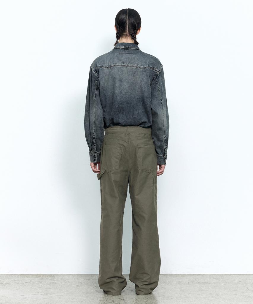 INSILENCE Back Satin French Work Pants Olive