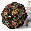 Vintage Bee Circular Art Pattern Outdoor Automatic Umbrella Retractable Design with 8-Rib Durability Lightweight Perfect Gift for Friends Family