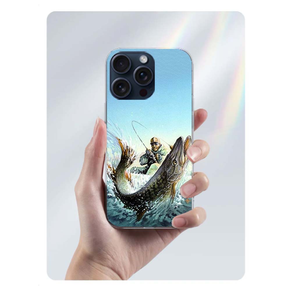 

Fishing Gear Fish Clear Phone Case For Iphone 17 Air 16 Pro Max 15 Pro 14 Plus 17E 16E 11 13 12 Mini Cover Cases Fundas Cell TPU iPhone 12 Mini
