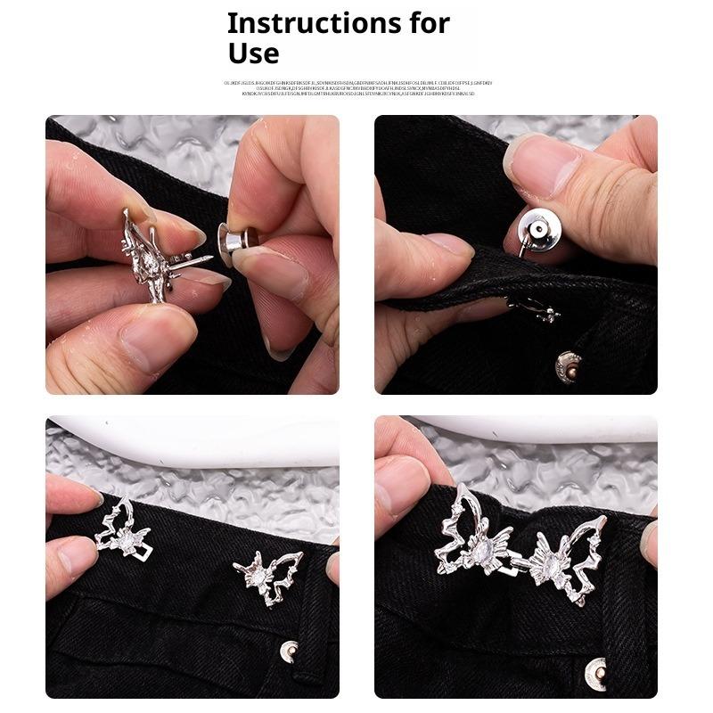 Detachable Butterfly Waist Cinching Buckle, Nail Free Denim Waist Cinching Artifact, Waist Size Adjustable Buckle, Pants Adjustable Button