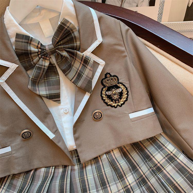 2024 Girls' Academy Style Three-Piece Fashion JK Uniform Set for Kindergarten & Big Kids