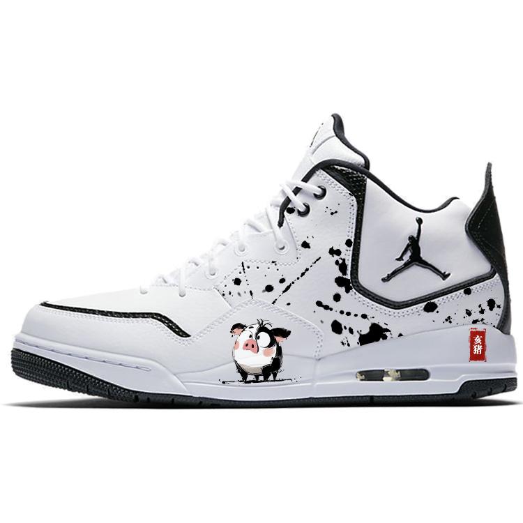 

Jordan Courtside 23 Pig Slip Resistant Mid top Vintage Basketball Shoes Men s White Black AR1000-100(Team366-) 40.5