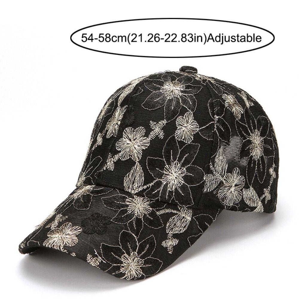 Adjustable Floral Lace Baseball Cap Hollow Outdoor Sun Hat Elegant Mesh Baseball Hat  For Women