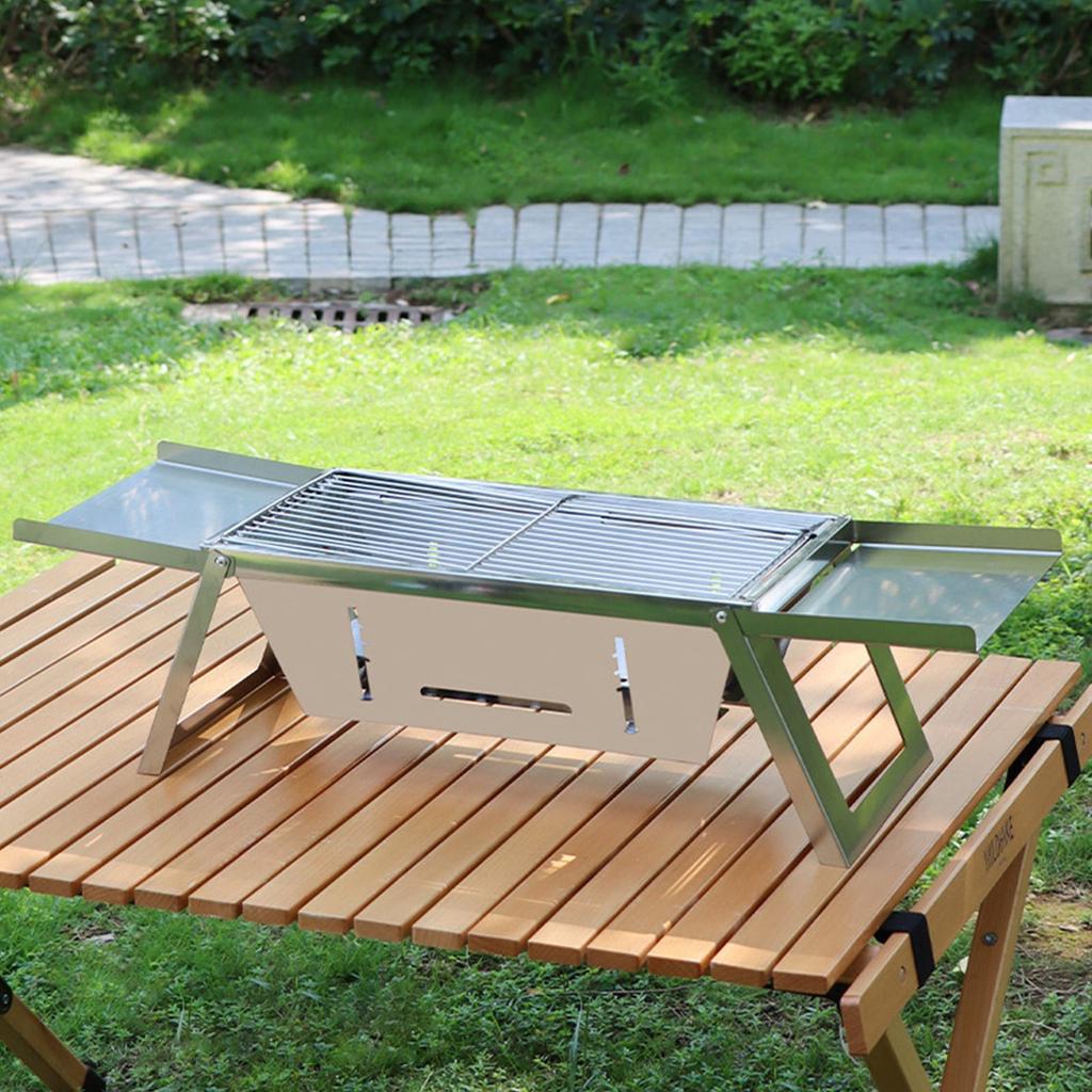 Faltbarer Outdoor-Grill, tragbarer Edelstahl-Grill, Holzkohlegrill für Camping, Terrasse