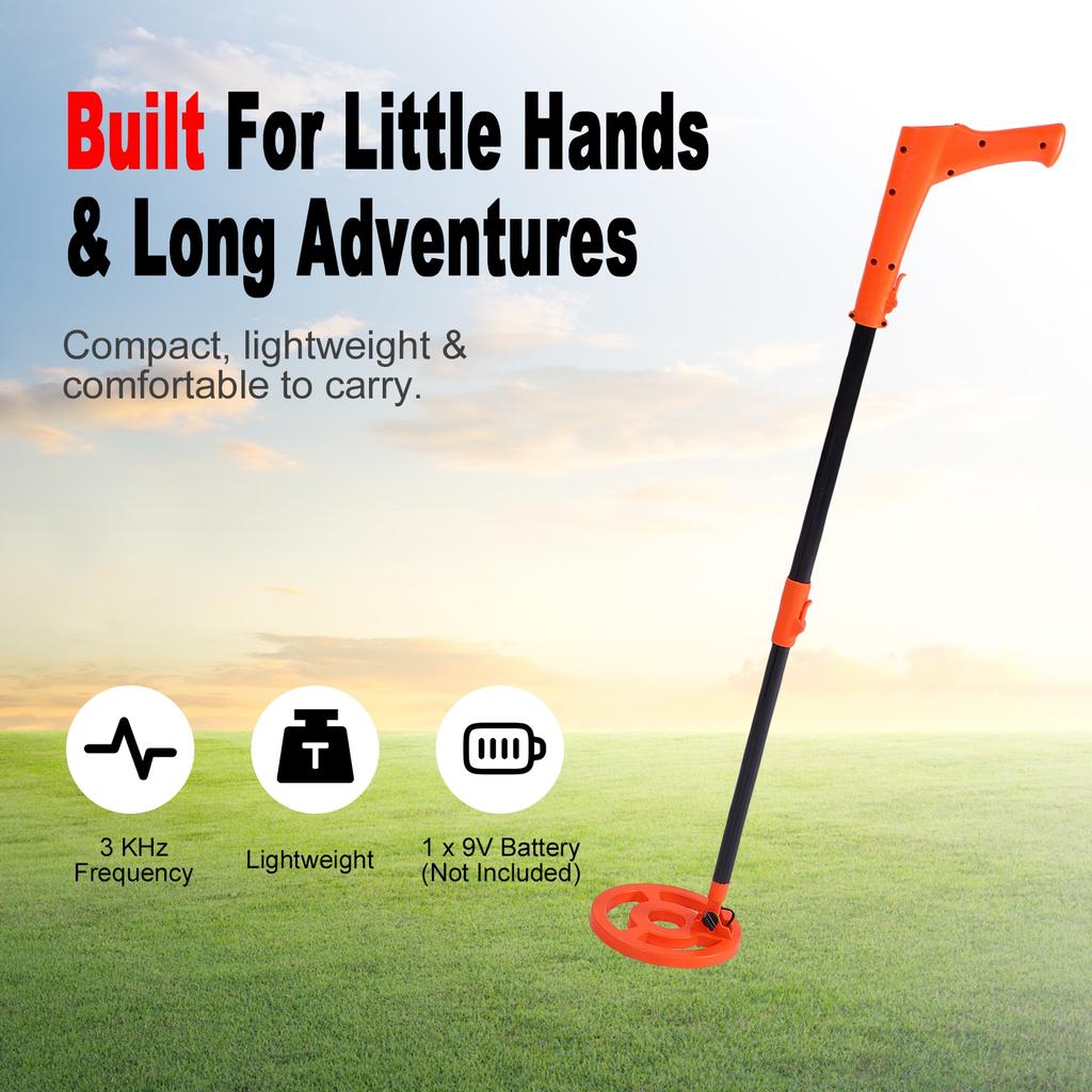 Kids Metal Detector Kit, Portable Detector with 2 Inch LED Screen, 6 Coil, Includes Shovel and Rake, Outdoor Adventure