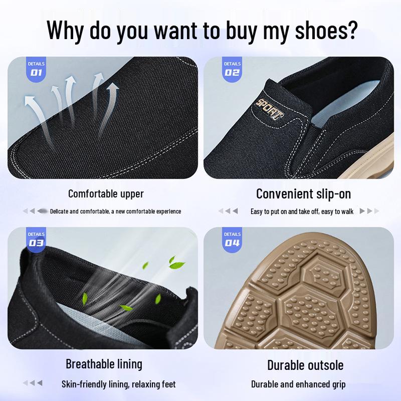 2026 Men's Summer Canvas Loafers - Casual, Breathable, Slip-on Dad Shoes