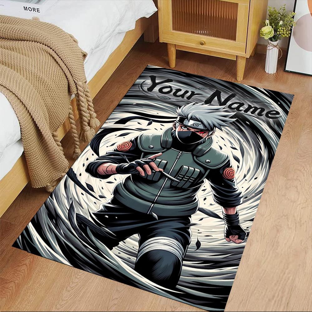 Naruto Character Customize Your Name Floor Mat Suitable for Kitchen Game Room Foyer Entryway Anti-slip Rug Anime Office Decor