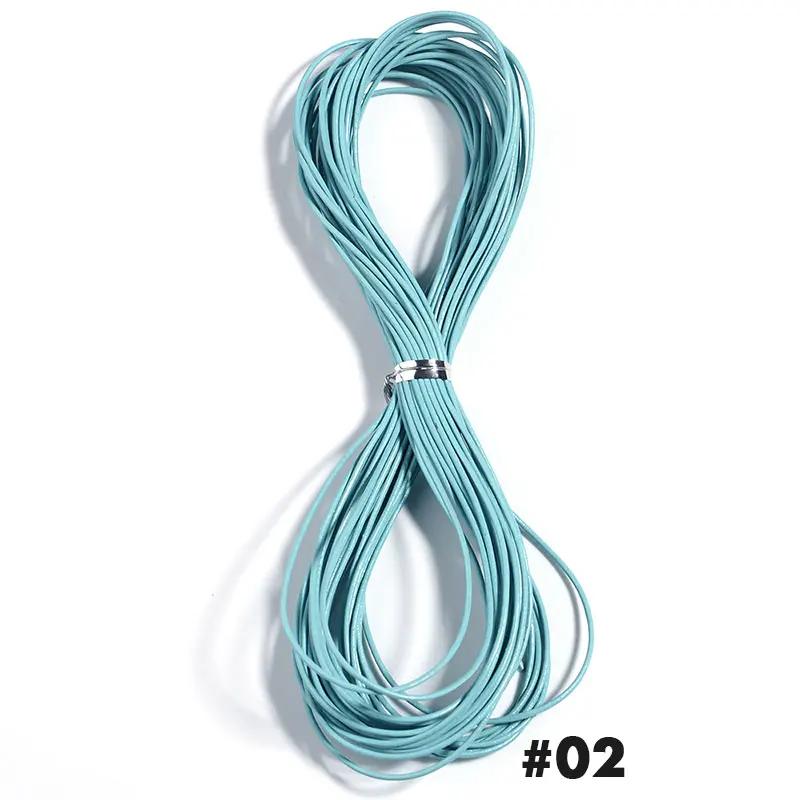 10 yardas Cuerda Redonda de Cuero Diámetro 1.5mm Cordón de Cuero Genuino de Colores Accesorios de Ropa DIY Artesanía en Cuero Materiales Hechos a Mano