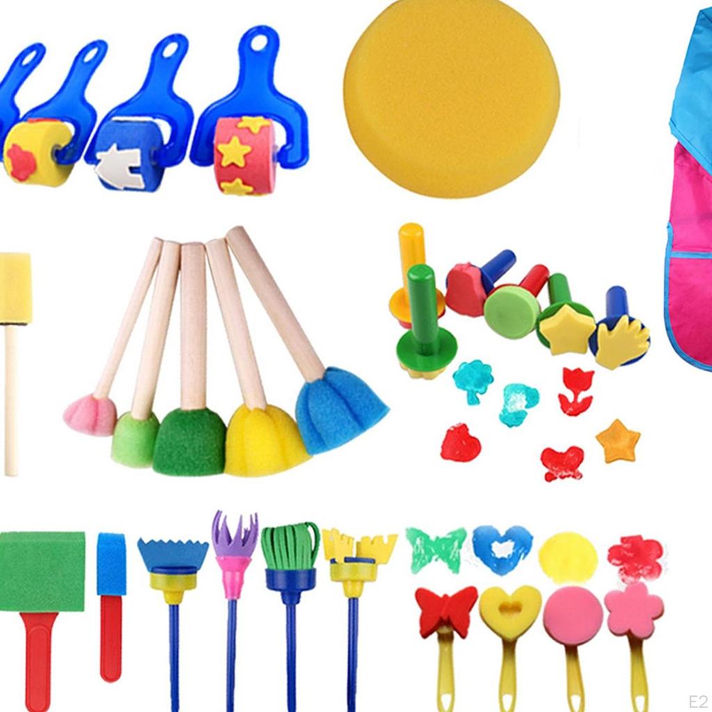 Art Supplies for Kids with Sponge Brushes And Paint Sponges
