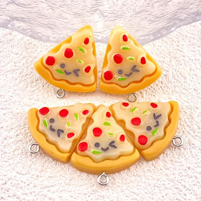 10 Cute Pizza Slice Accessories That Can Be Used for DIY Jewelry, Resin Imitation Food Pendants, Can Be Used for Keychains, Earr