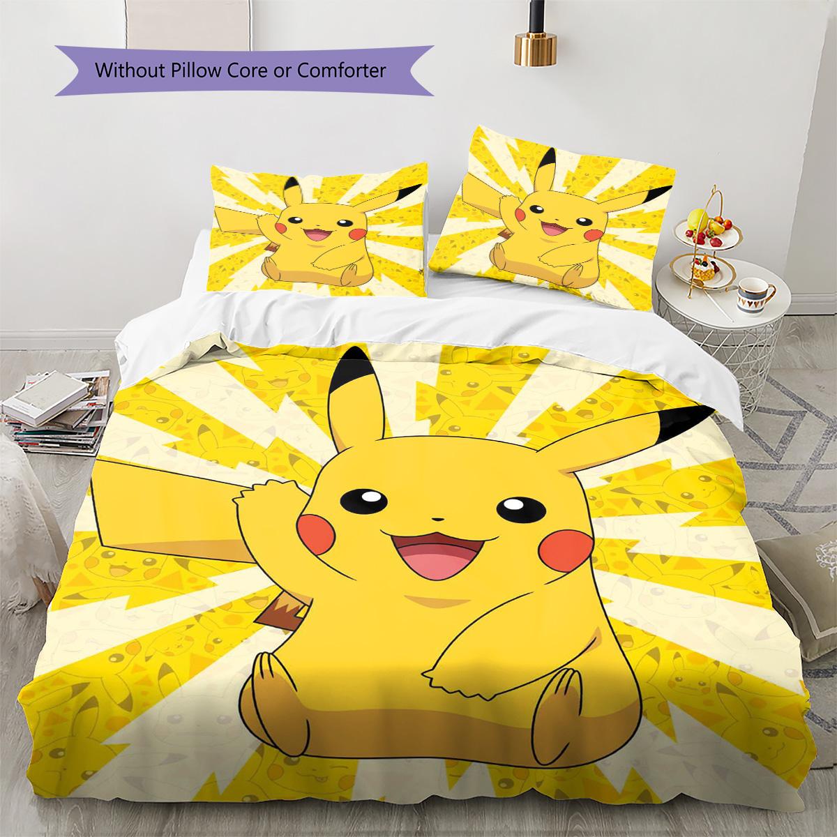 

Pokemon Pattern Bedding Quilt Set Quilt Cover Pillowcase Home Decoration Birthday Gift (1 * duvet cover + 2 * pillowcase, without core) 135x200cm