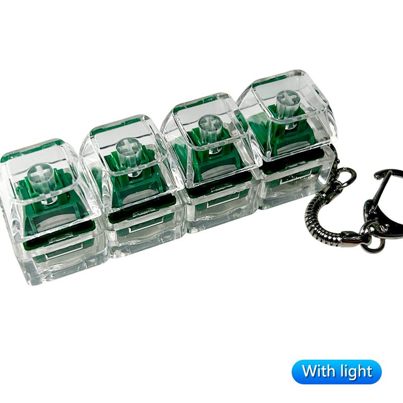 

Led Keyboard Key Chain Toy 4 Keys Mechanical Keyboard Axis Tester Button Keycap Finger Keyboard Cap Toy Decompression Press Tool as the picture