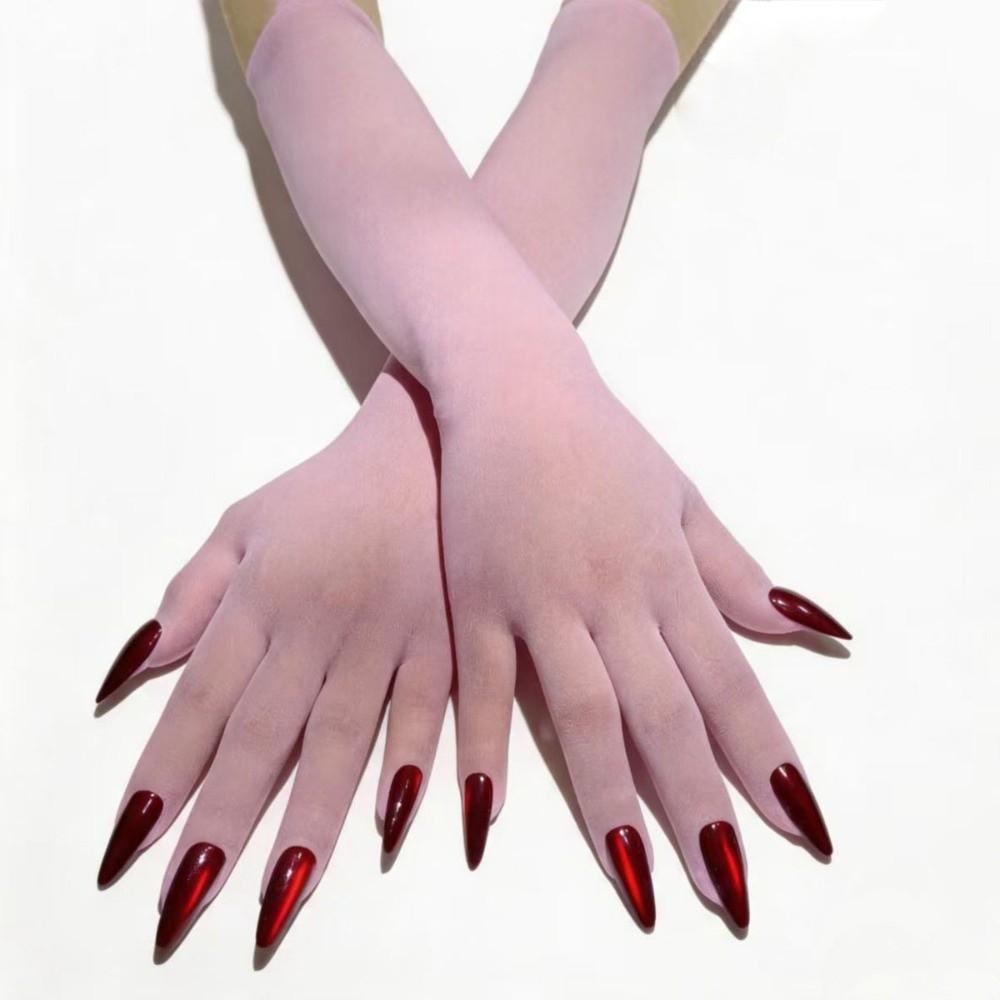 Sheer Cosplay Gloves Breathable Ultra-Thin Gloves New Halloween Dress Gloves  Opera
