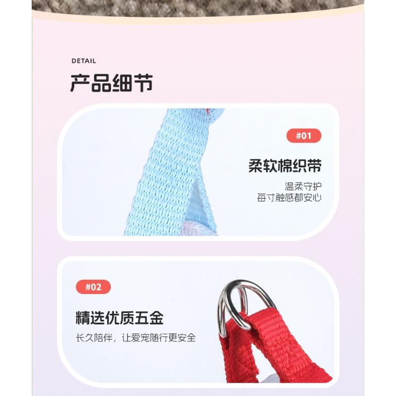 Korean Style Plaid Dog Harness Leash Bowknot For Outdoor Walking