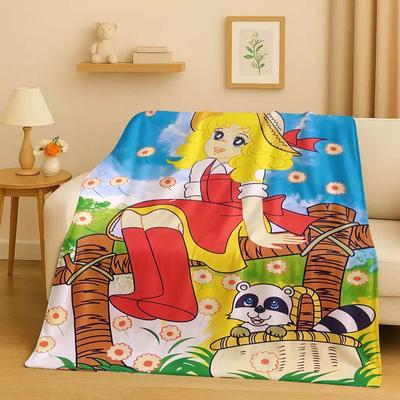 Classic Cartoon Candy Candy Sweet Girl Flannel Blanket,Ultra Soft Warm Plush Throw for Home Bedroom Bed Sofa Cover Office Kid