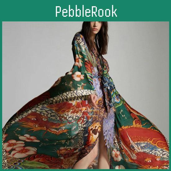 Kimono Women Beach Style Dress Loose Swimwear Sun Printed Cardigan Protection One Size Summer
