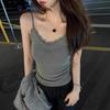 Top Gilet da Donna con Spalline Strette e Bordo in Puro Pizzo Opaco, Scollo a V, Senza Maniche, Fondo con Imbottitura sul Petto
